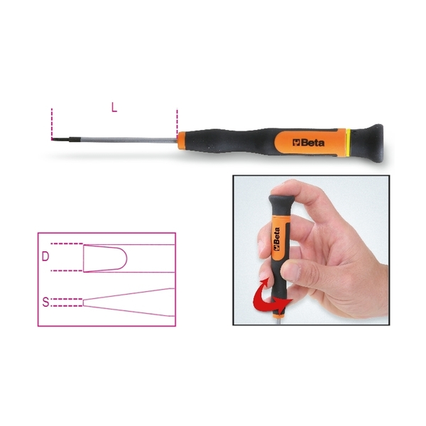 Beta Micro-Screwdriver, Slotted, 2mm 012570020